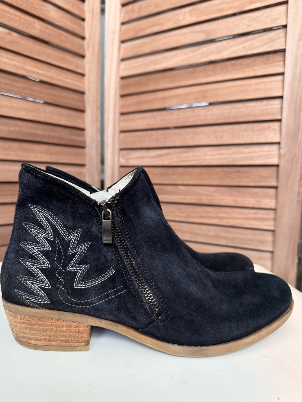 Eric Michael Black Suede Ankle Booties with Side Zip